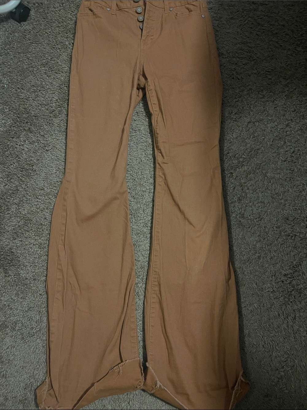 Sincerely Jules Button-Front Pants in Camel Brown